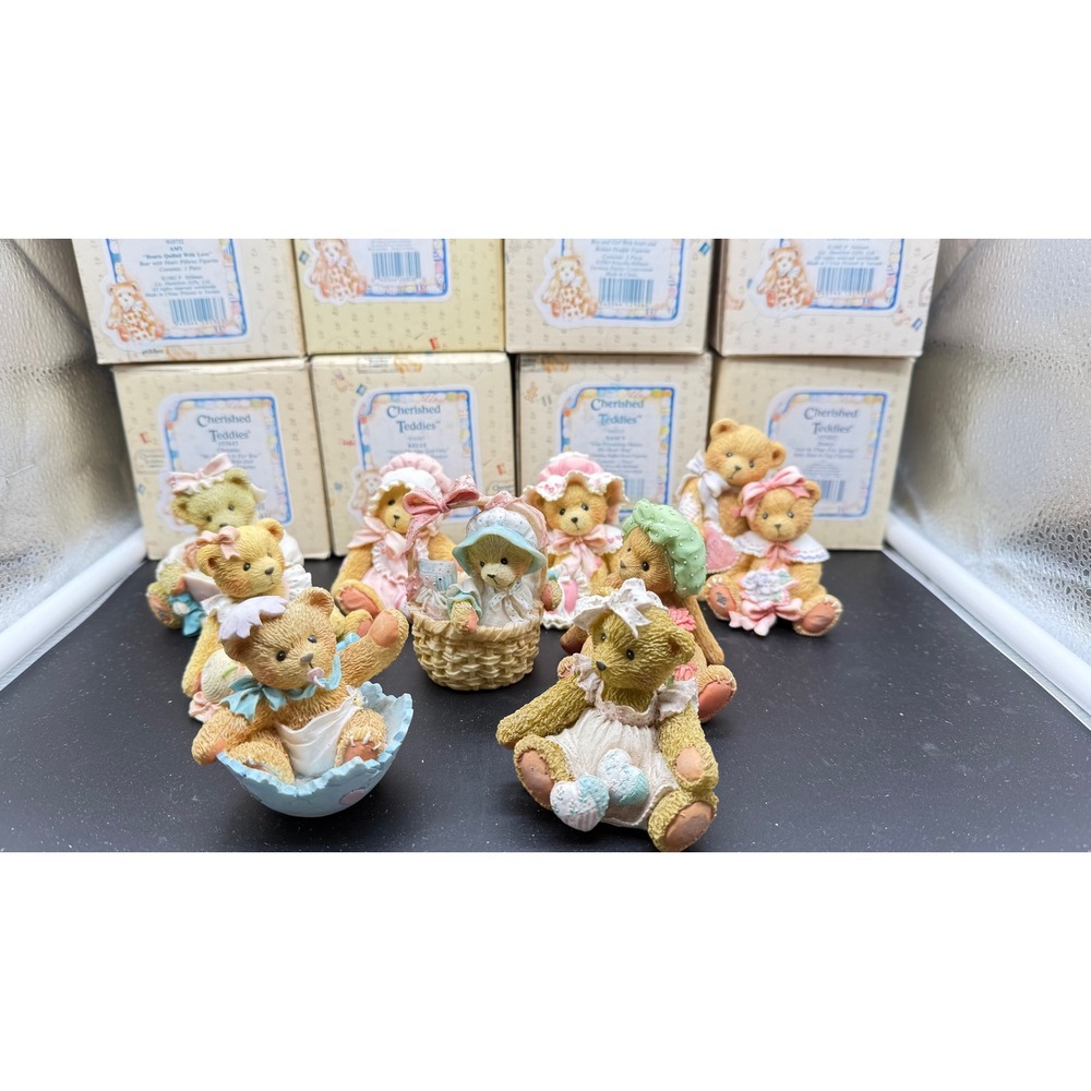 Cherished Teddies Enesco Priscilla Hillman Figurine Lot with Boxes 8pc Mixed Set